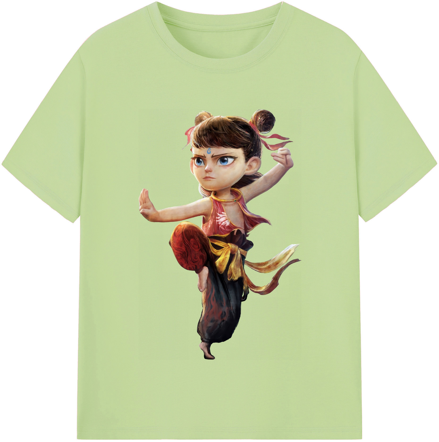 （画像用） Ne Zha 2 ナタ 魔童の大暴れ 綿100％半袖Tシャツ（フロントプリント）